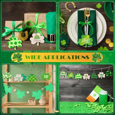 AWIZOM 72 Pcs Unfinished Wooden Shamrock Ornaments St. Patrick's Day Wooden Cutouts Blank Wood Shamrock to Paint Wood Clover Slices with Twine for DIY Crafts Tags Irish Holiday Hanging Decor,3.5x2.99 in Saudi Arabia