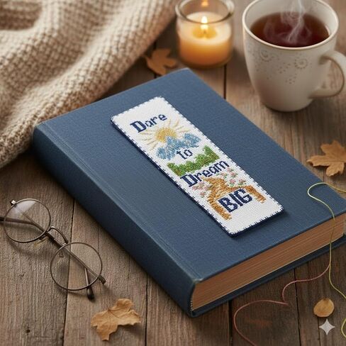 Povitrulya Counted Cross Stitch kit Dare to Dream Big - Embroidery Set for DIY Bookmark in Saudi Arabia
