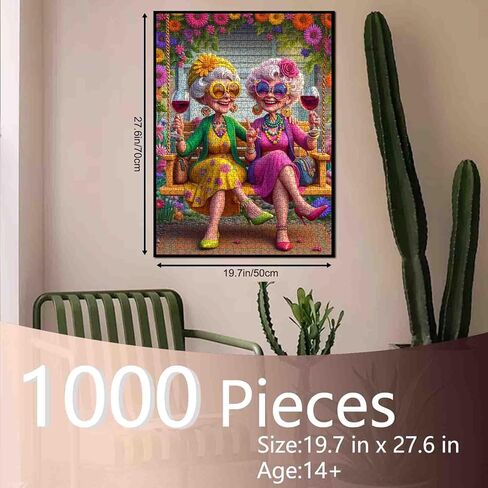 Old Woman Jigsaw Puzzle 1000 Piece Sisters for Adult Ladies Friends Puzzle Grandma Puzzles Seniors Jigsaw Puzzle Challenging for Adult Gifts for Friends and Family 19.7 x 27.6 Inch in Kuwait