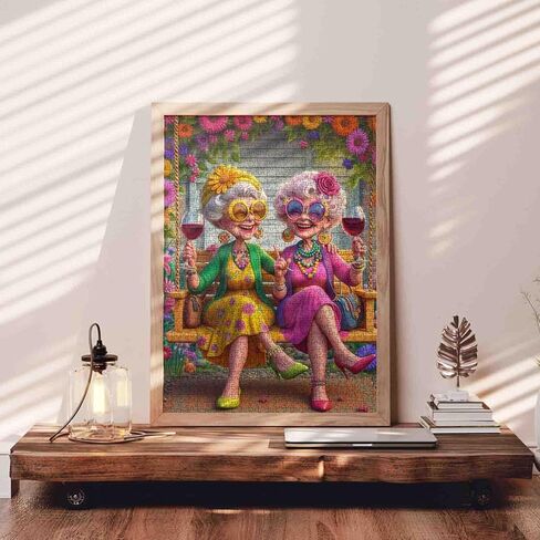 Old Woman Jigsaw Puzzle 1000 Piece Sisters for Adult Ladies Friends Puzzle Grandma Puzzles Seniors Jigsaw Puzzle Challenging for Adult Gifts for Friends and Family 19.7 x 27.6 Inch in Kuwait