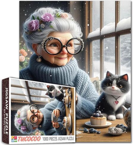 Old Woman Jigsaw Puzzle 1000 Piece Sisters for Adult Ladies Friends Puzzle Grandma Puzzles Seniors Jigsaw Puzzle Challenging for Adult Gifts for Friends and Family 19.7 x 27.6 Inch in Kuwait