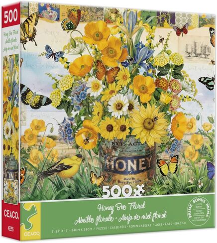 Ceaco - Barbara Anderson - Honey Bee Floral - 500 Piece Jigsaw Puzzle - Relaxing and Fun Activity for Adults in Saudi Arabia