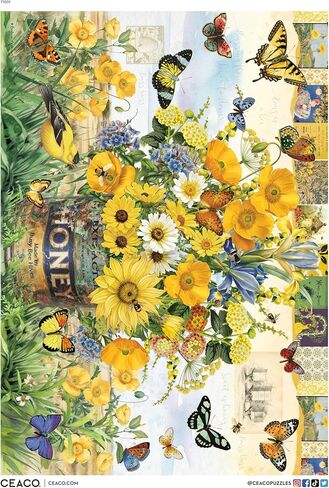 Ceaco - Barbara Anderson - Honey Bee Floral - 500 Piece Jigsaw Puzzle - Relaxing and Fun Activity for Adults in Saudi Arabia