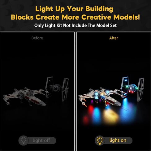 طقم إضاءة LED من Kyglaring لمجموعة بناء Lego TIE Fighter & X-Wing Mash-up 75393، ملحقات الإضاءة لشاشة TIE Fighter & X-Wing Mashup، (الأضواء فقط، الطراز غير متضمن)، الإصدار الكلاسيكي in Saudi Arabia