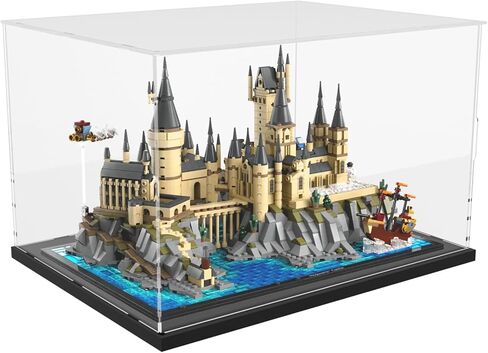 Choowin Acrylic Display Case for Lego Hogwarts Castle 76419 for Lego Himeji Castle 21060, Thickened Clear Acrylic Display Cases for Collectibles, Assemble Dustproof Display Box with Door, Black in Kuwait