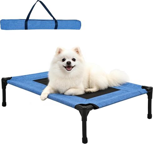 Large Dog Bed, Raised Pet Cot for Medium and Large Dogs, Cooling Breathable Mesh, Durable Sturdy Frame, Washable Cover, Portable and Easy to Assemble Indoor/Outdoor Pet Bed, Grey, L in Saudi Arabia