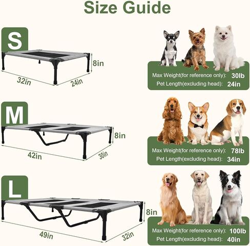 Large Dog Bed, Raised Pet Cot for Medium and Large Dogs, Cooling Breathable Mesh, Durable Sturdy Frame, Washable Cover, Portable and Easy to Assemble Indoor/Outdoor Pet Bed, Grey, L in Saudi Arabia