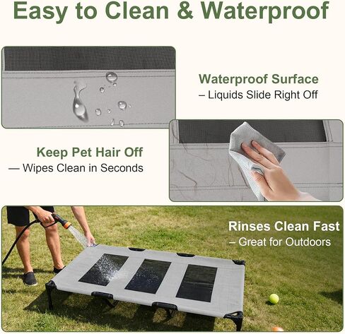 Large Dog Bed, Raised Pet Cot for Medium and Large Dogs, Cooling Breathable Mesh, Durable Sturdy Frame, Washable Cover, Portable and Easy to Assemble Indoor/Outdoor Pet Bed, Grey, L in Saudi Arabia