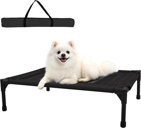 سرير كبير للكلاب، سرير للحيوانات الأليفة مرتفع للكلاب المتوسطة والكبيرة، شبكة مسامية للتبريد، إطار متين، غطاء قابل للغسل، محمول وسهل التجميع، سرير للحيوانات الأليفة داخلي/خارجي، رمادي، L in Kuwait