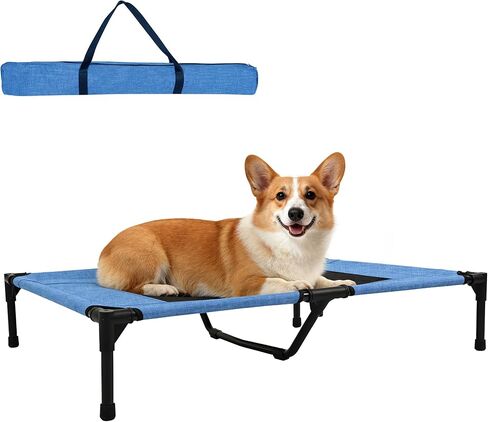 Large Dog Bed, Raised Pet Cot for Medium and Large Dogs, Cooling Breathable Mesh, Durable Sturdy Frame, Washable Cover, Portable and Easy to Assemble Indoor/Outdoor Pet Bed, Grey, L in Saudi Arabia