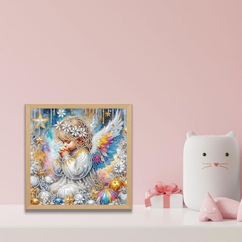 مجموعات الرسم الماسي Bloomthread Angel للبالغين، مجموعات فنية ماسية الحفر الجزئي للمبتدئين - 12 × 12 بوصة حرفة فنية ماسية خماسية الأبعاد للعطلات، وديكور المنزل والهدايا (ملاك) in Kuwait