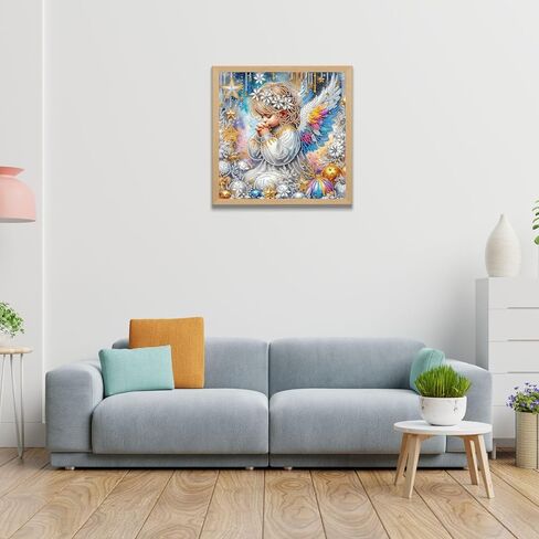 مجموعات الرسم الماسي Bloomthread Angel للبالغين، مجموعات فنية ماسية الحفر الجزئي للمبتدئين - 12 × 12 بوصة حرفة فنية ماسية خماسية الأبعاد للعطلات، وديكور المنزل والهدايا (ملاك) in Kuwait