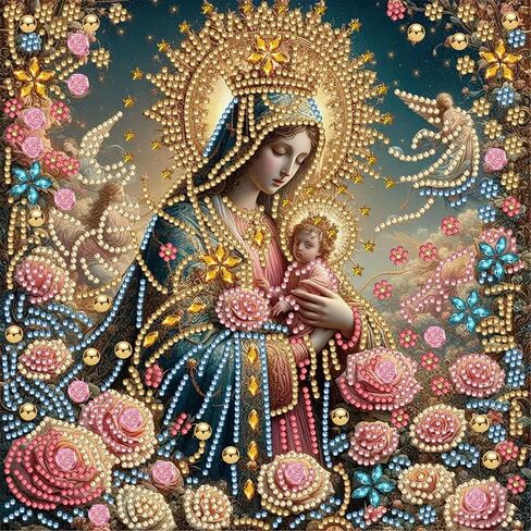 مجموعات الرسم الماسي Bloomthread Angel للبالغين، مجموعات فنية ماسية الحفر الجزئي للمبتدئين - 12 × 12 بوصة حرفة فنية ماسية خماسية الأبعاد للعطلات، وديكور المنزل والهدايا (ملاك) in Kuwait