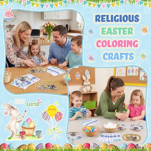 Motipuns 24 Pcs Religious Easter Crafts He is Risen Hanging Ornament Easter Resurrection Cross Wreath Hanging Decorations for Holy Week Christian Sunday School Bible Activities Church Home Decor in Saudi Arabia