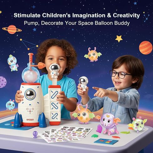 219pcs Space Magic DIY Balloon Kit with Pump, Sticky Balloon Maker Craft, Includes Bouncy Balloons, Stickers & Accessories, DIY Creative Activity Gift for Girls Boys Ages 3+ in Saudi Arabia