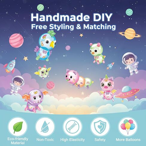 219pcs Space Magic DIY Balloon Kit with Pump, Sticky Balloon Maker Craft, Includes Bouncy Balloons, Stickers & Accessories, DIY Creative Activity Gift for Girls Boys Ages 3+ in Saudi Arabia