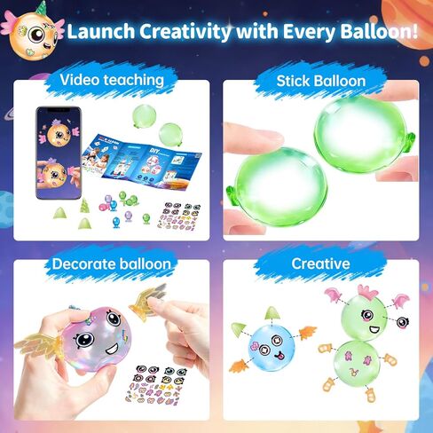 219pcs Space Magic DIY Balloon Kit with Pump, Sticky Balloon Maker Craft, Includes Bouncy Balloons, Stickers & Accessories, DIY Creative Activity Gift for Girls Boys Ages 3+ in Saudi Arabia