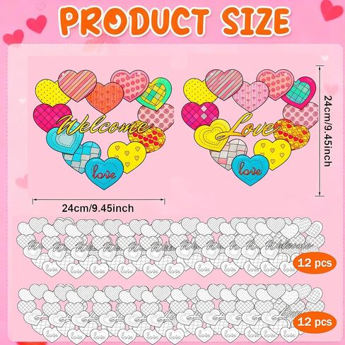 24 Pcs Valentine's Day Coloring Wreath Crafts for Kid, Color Your Own Heart Crafts, DIY Paper Valentine's Day Wreath for Classroom Activities Fall Theme Games in Saudi Arabia