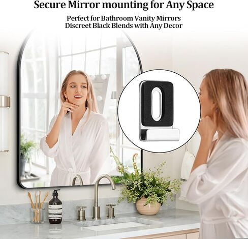 Metal Mirror Holder J-Hook Clips with Screws & Anchors Metal Mirror Clips for Bathroom, Gym, Office Secure Mounting for Large Framed Mirrors, Pictures, Signs (Black，6 Pack) in Saudi Arabia