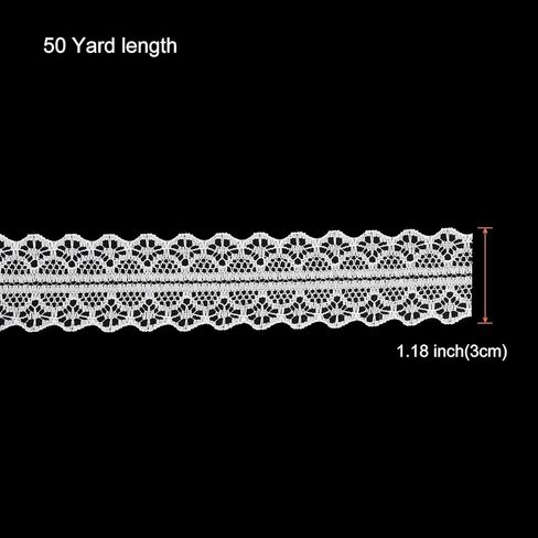 Cream White Lace Trim Ribbon 1.2 Inch Wide×50 Yards lace Fabric Vintage Pattern Roll Ribbons - Perfect for Gift Wrapping, Crafts,Flower Design,Sewing, and Party Decorations Sewing Lace in Saudi Arabia