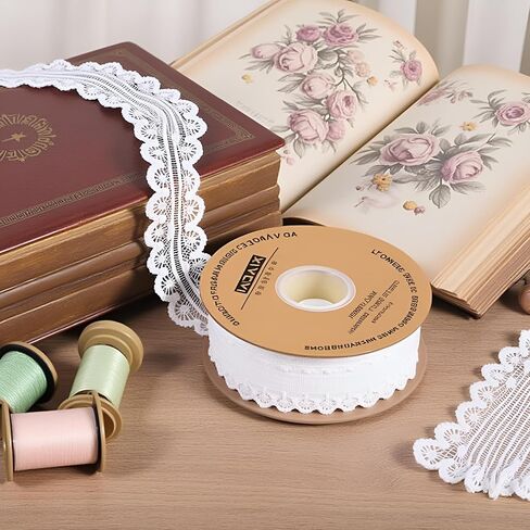 Cream White Lace Trim Ribbon 1.2 Inch Wide×50 Yards lace Fabric Vintage Pattern Roll Ribbons - Perfect for Gift Wrapping, Crafts,Flower Design,Sewing, and Party Decorations Sewing Lace in Saudi Arabia