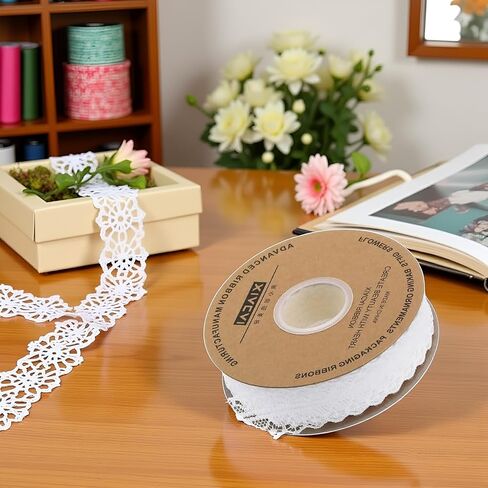 Cream White Lace Trim Ribbon 1.2 Inch Wide×50 Yards lace Fabric Vintage Pattern Roll Ribbons - Perfect for Gift Wrapping, Crafts,Flower Design,Sewing, and Party Decorations Sewing Lace in Saudi Arabia