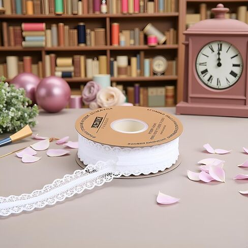 Cream White Lace Trim Ribbon 1.2 Inch Wide×50 Yards lace Fabric Vintage Pattern Roll Ribbons - Perfect for Gift Wrapping, Crafts,Flower Design,Sewing, and Party Decorations Sewing Lace in Saudi Arabia