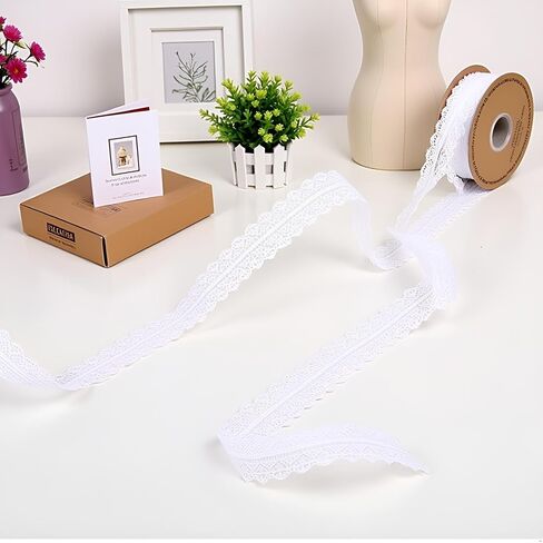 Cream White Lace Trim Ribbon 1.2 Inch Wide×50 Yards lace Fabric Vintage Pattern Roll Ribbons - Perfect for Gift Wrapping, Crafts,Flower Design,Sewing, and Party Decorations Sewing Lace in Saudi Arabia