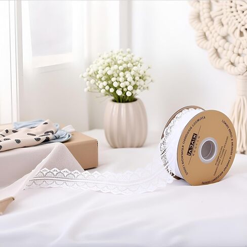 Cream White Lace Trim Ribbon 1.2 Inch Wide×50 Yards lace Fabric Vintage Pattern Roll Ribbons - Perfect for Gift Wrapping, Crafts,Flower Design,Sewing, and Party Decorations Sewing Lace in Saudi Arabia
