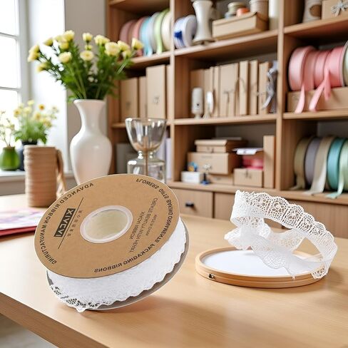 Cream White Lace Trim Ribbon 1.2 Inch Wide×50 Yards lace Fabric Vintage Pattern Roll Ribbons - Perfect for Gift Wrapping, Crafts,Flower Design,Sewing, and Party Decorations Sewing Lace in Saudi Arabia