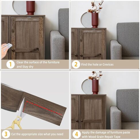 Wood Grain Repair Tape, 2.4 inch X 25ft Self Adhesive Cherry Grain Repair Patch for Tables, Chairs, Baseboards, Doors, Windows, Floors, Handicraft DIY. in Saudi Arabia