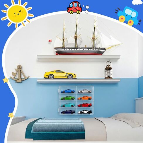 Wenqik 16 Pack 1/64 Scale Toy Car Display Case Holds 128 Model Toy Cars Storage Organizer Clear Dustproof Display Box with Clear Dust Cover Wall Mounted, 6.5 x 7.5 x 1.6 Inches in Saudi Arabia