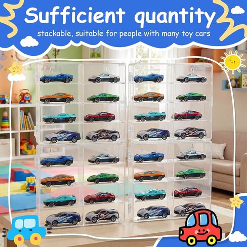 Wenqik 16 Pack 1/64 Scale Toy Car Display Case Holds 128 Model Toy Cars Storage Organizer Clear Dustproof Display Box with Clear Dust Cover Wall Mounted, 6.5 x 7.5 x 1.6 Inches in Saudi Arabia