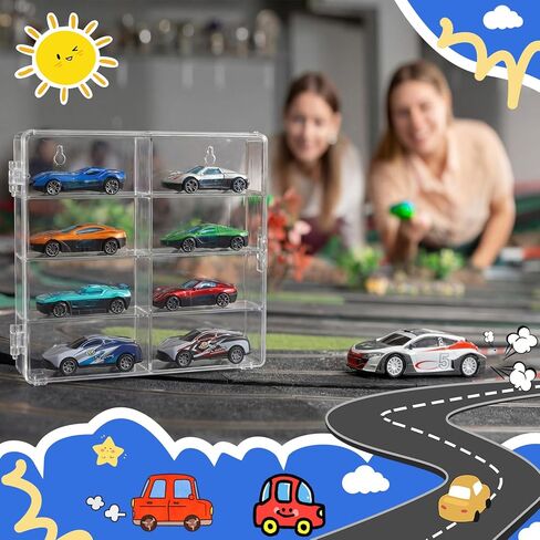Wenqik 16 Pack 1/64 Scale Toy Car Display Case Holds 128 Model Toy Cars Storage Organizer Clear Dustproof Display Box with Clear Dust Cover Wall Mounted, 6.5 x 7.5 x 1.6 Inches in Saudi Arabia
