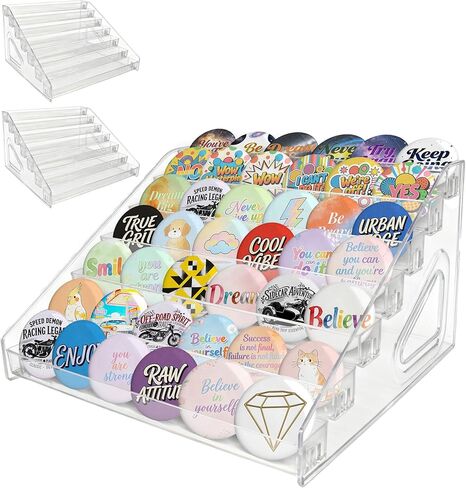 علبة عرض مكونة من 3 دبابيس، عرض زر أكريليك 7 طبقات، حامل عرض ملصق عرض التصحيح، شفاف in Kuwait