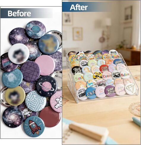 علبة عرض مكونة من 3 دبابيس، عرض زر أكريليك 7 طبقات، حامل عرض ملصق عرض التصحيح، شفاف in Kuwait