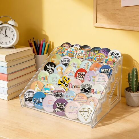 علبة عرض مكونة من 3 دبابيس، عرض زر أكريليك 7 طبقات، حامل عرض ملصق عرض التصحيح، شفاف in Kuwait