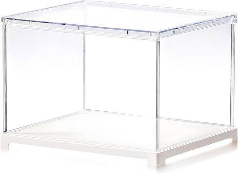 Rolife Acrylic Display Case Dust Cover for Collectibles, Dustproof Protection Showcase with White Base with Door for Mini Dollhouse, 3D Puzzles (8.8''x7.6''x6'') in Saudi Arabia