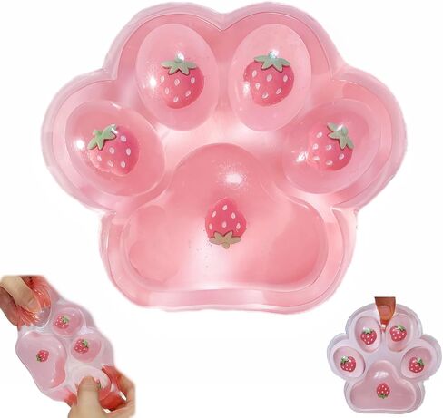Large Squishy Cat Paw Pink Squeeze Toys 5 inch Cute Strawberry Squishies Paw Super Soft Squishies Fidget Toys Stress Relief Fidget Toys for Party Favors Relieve Anxiety Toys for Kids Adults in Saudi Arabia