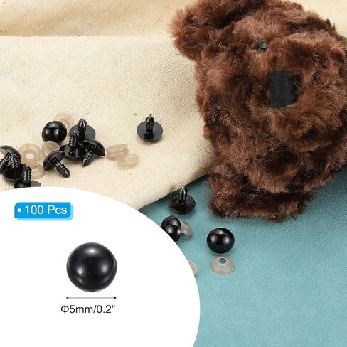 PATIKIL 5mm Safety Eyes, 100 Set Plastic Craft Eyes with Washers for Stuffed Animals Crochet Toys Dolls DIY Craft Making, Black in Saudi Arabia