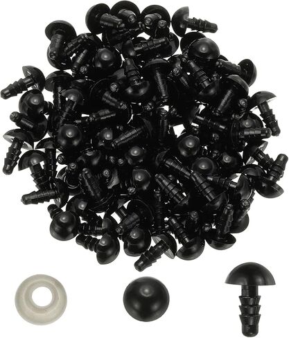 PATIKIL 5mm Safety Eyes, 100 Set Plastic Craft Eyes with Washers for Stuffed Animals Crochet Toys Dolls DIY Craft Making, Black in Saudi Arabia
