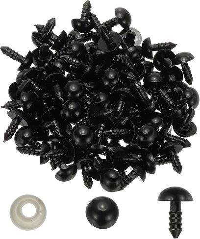 PATIKIL 5mm Safety Eyes, 100 Set Plastic Craft Eyes with Washers for Stuffed Animals Crochet Toys Dolls DIY Craft Making, Black in Saudi Arabia