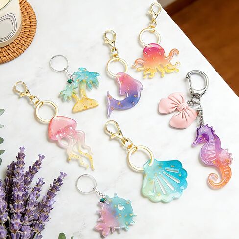 WJIAAA Ocean Theme Silicone Molds, 4PCS Marine Life Resin Eearring Molds for Jewelry Making Jellyfish Shell Starfish DIY Epoxy Resin Craft Supplies Lighthouse Ship Wheel for Earring Keychain Pendant in Saudi Arabia