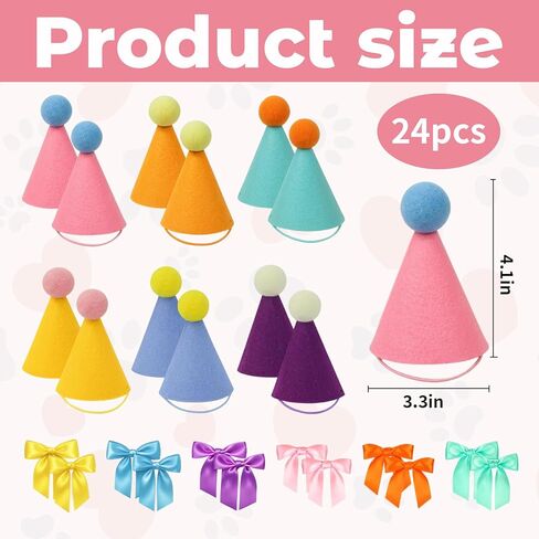 12-Piece Set Mini Party Hats for Stuffed Animals, with Bows and Strings, Soft Non-Woven Fabric Hats for Plush Toys, Birthday Photo Props in Saudi Arabia