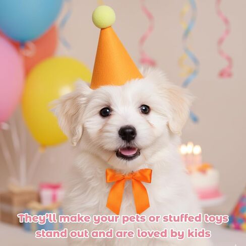 12-Piece Set Mini Party Hats for Stuffed Animals, with Bows and Strings, Soft Non-Woven Fabric Hats for Plush Toys, Birthday Photo Props in Saudi Arabia