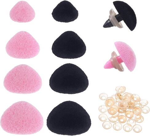 ZZHXSM 32PCS Flocked Triangle Doll Noses 11/15/17/18mm Crochet Knitting Plastic Doll Noses Pink and Black Plush Toy Accessories Teddy Bear Making Supplies DIY Puppets in Saudi Arabia