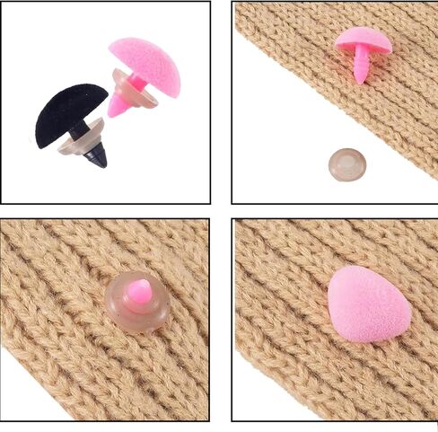 ZZHXSM 32PCS Flocked Triangle Doll Noses 11/15/17/18mm Crochet Knitting Plastic Doll Noses Pink and Black Plush Toy Accessories Teddy Bear Making Supplies DIY Puppets in Saudi Arabia