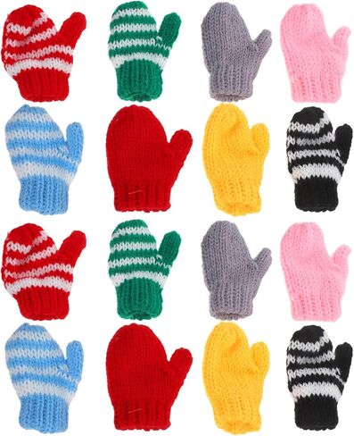 8 Pairs Mini Knit Gloves: Dollhouse Miniature Mittens for Role Playing Diy Crafting Holiday Tree Ornaments in Saudi Arabia
