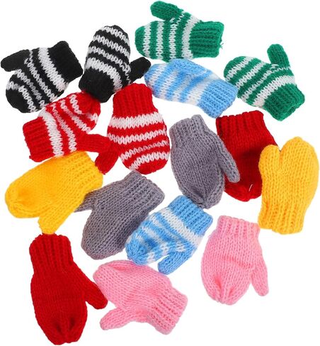 8 Pairs Mini Knit Gloves: Dollhouse Miniature Mittens for Role Playing Diy Crafting Holiday Tree Ornaments in Saudi Arabia