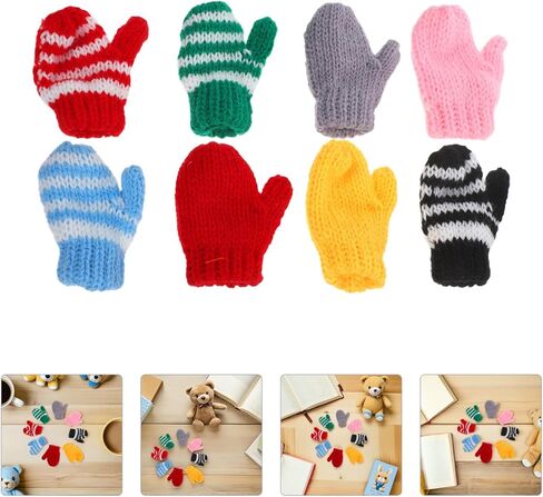 8 Pairs Mini Knit Gloves: Dollhouse Miniature Mittens for Role Playing Diy Crafting Holiday Tree Ornaments in Saudi Arabia